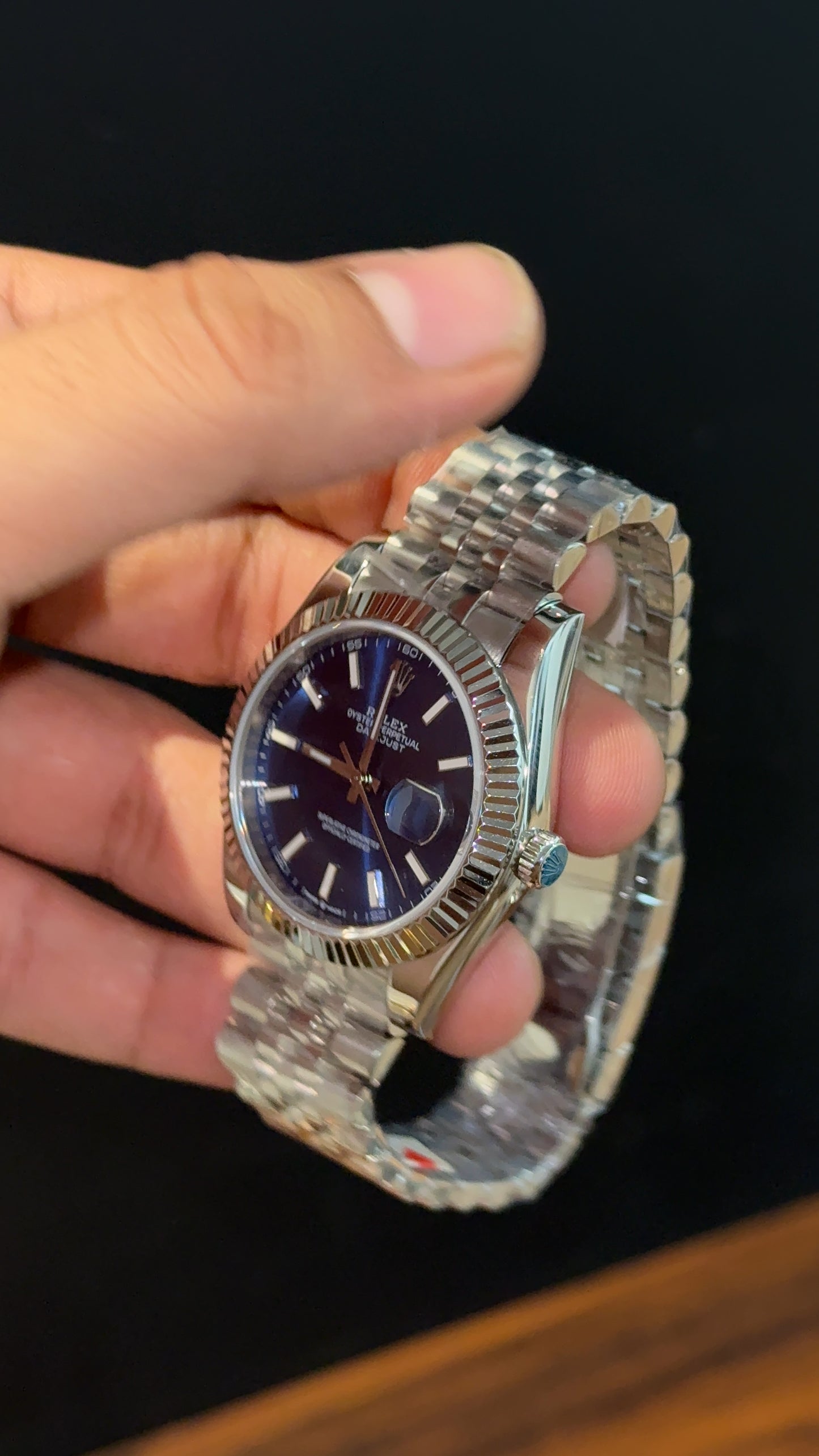 Premium Datejust | Silver Chain | Blue Dial