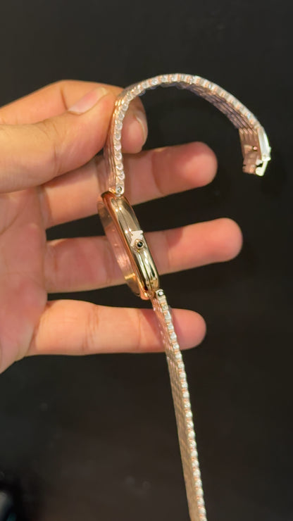 Pp Ellipse | Rose Mesh Chain | White Ebony Dial