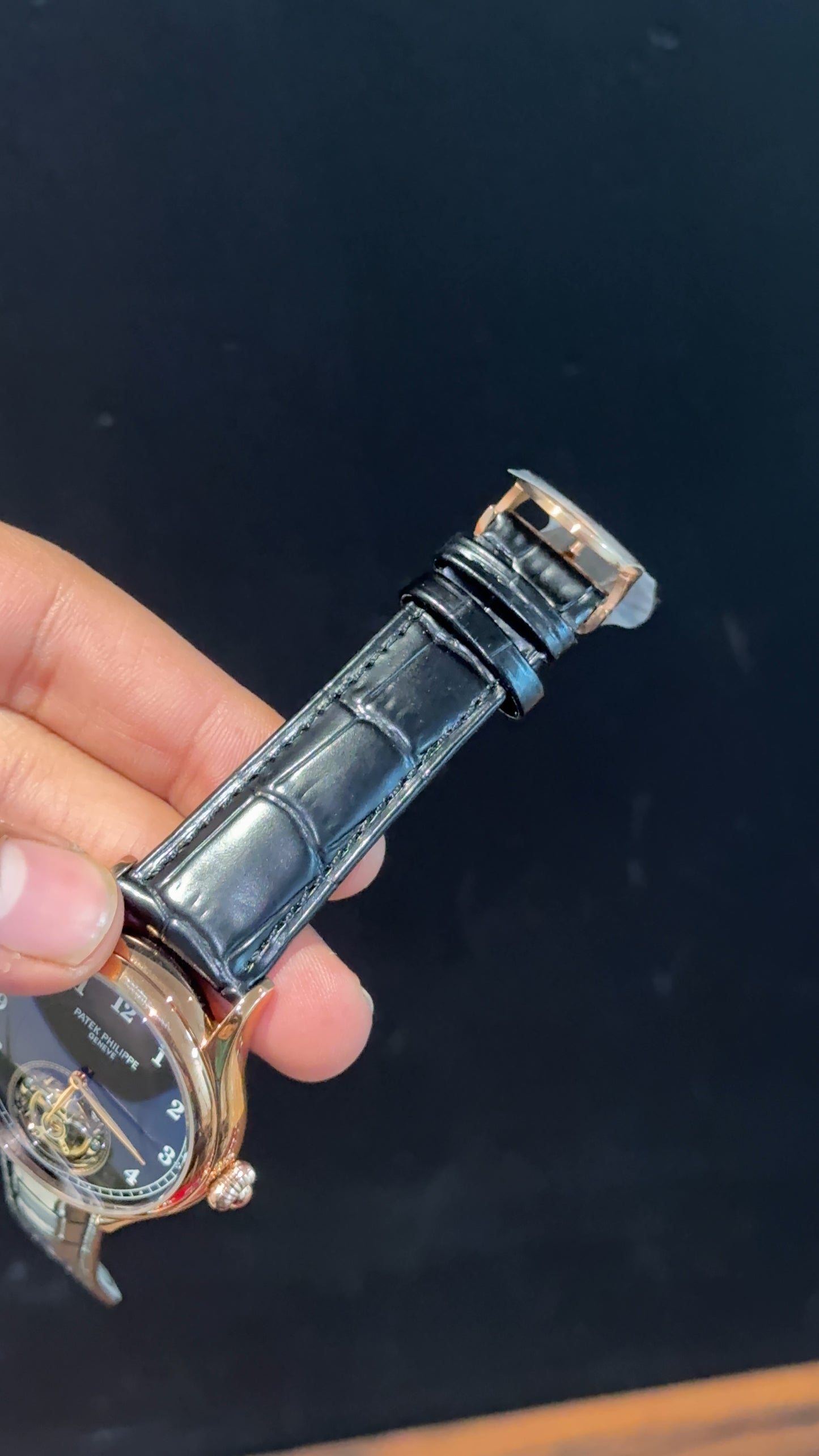 Pp Auto | Pendulum | Rose | Black Strap | White Digits | Black Dial