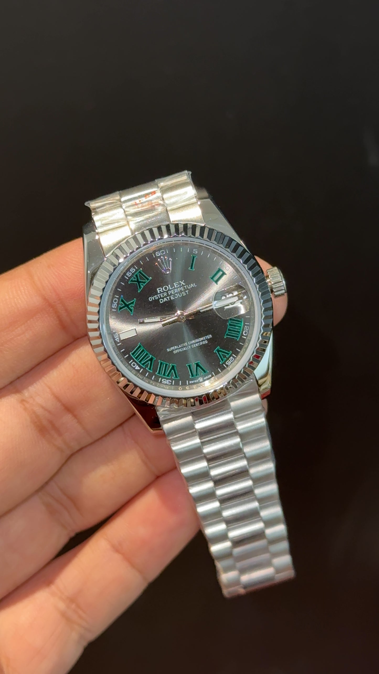 Datejust | 36mm | Silver President Chain | Wimbeldon Dial