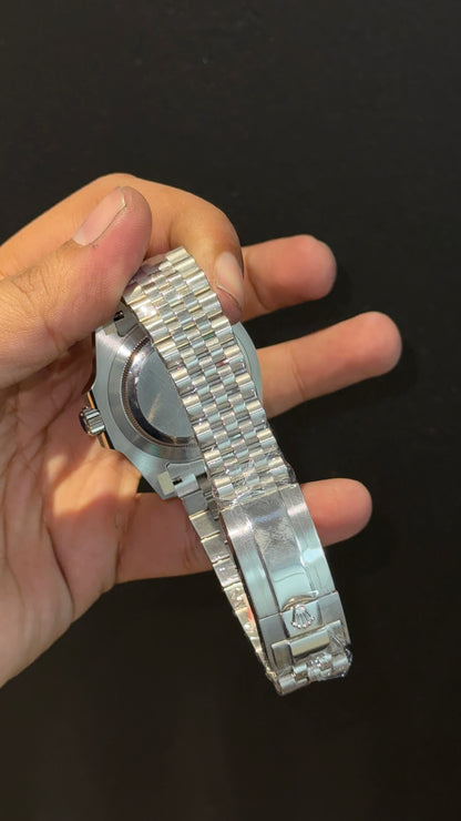 Premium GMT Pepsi | Silver Chain | Black Dial