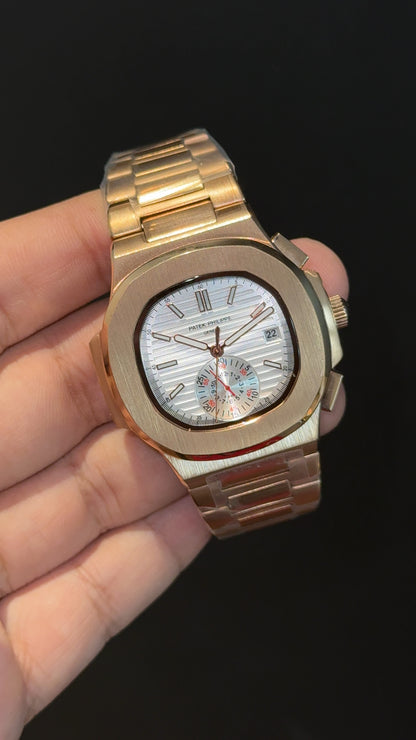 PP Auto | Single Time Edition | Rose Chain | White Dial