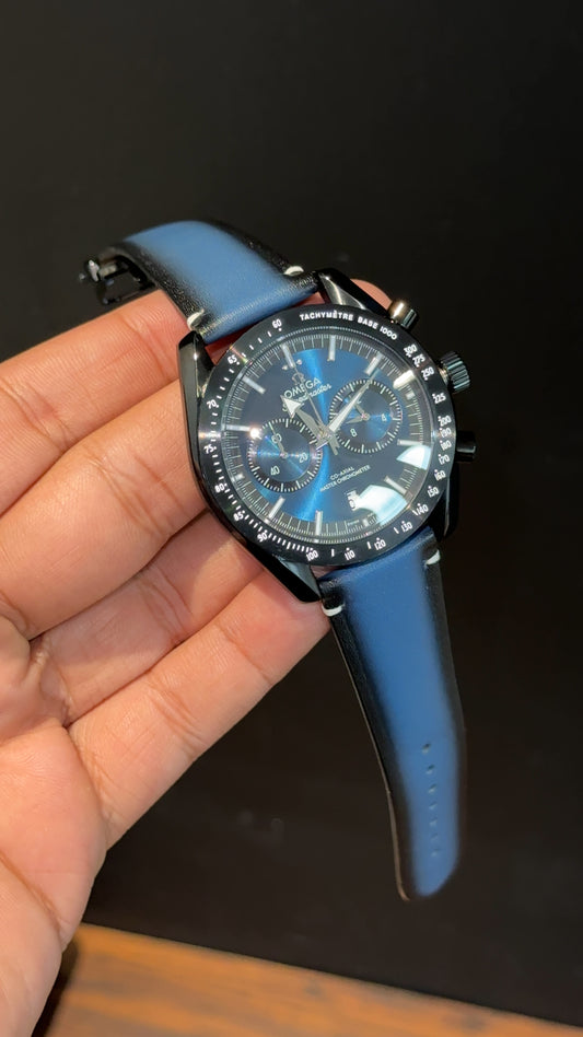 Omega Speedmaster | Black Bezel | Chrono | Blue Black Strap | Blueish Dial - twentyfour