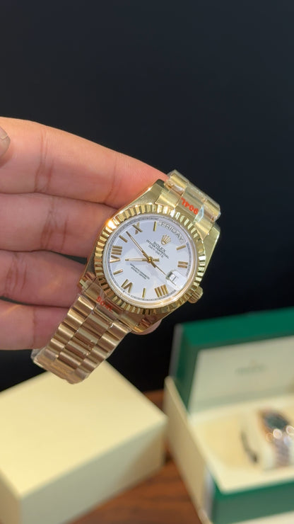 DayDate | 36mm | Gold Chain |White Index Dial