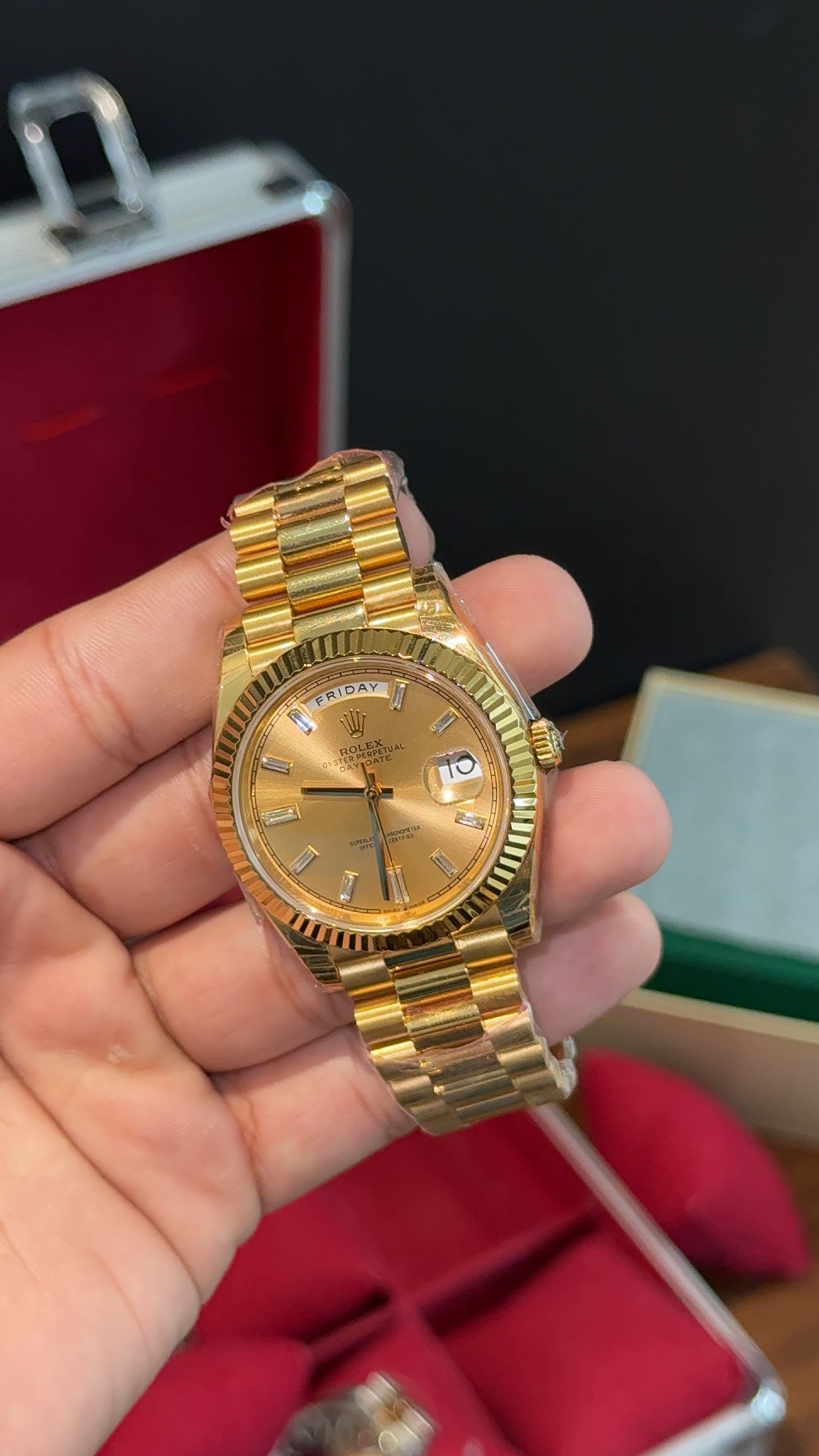 Premium Daydate | Gold Chain | Gold Dial