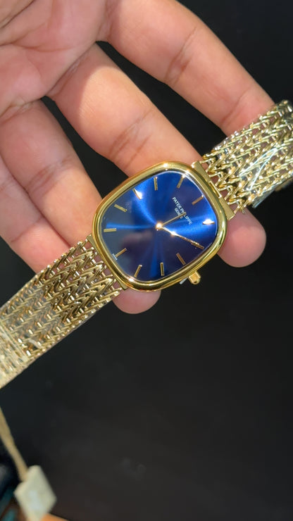 Pp Ellipse | Gold Mesh Chain | Blue Ebony Dial