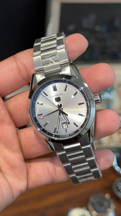 Tag Carrera | Silver Chain | Twin Time | White Dial