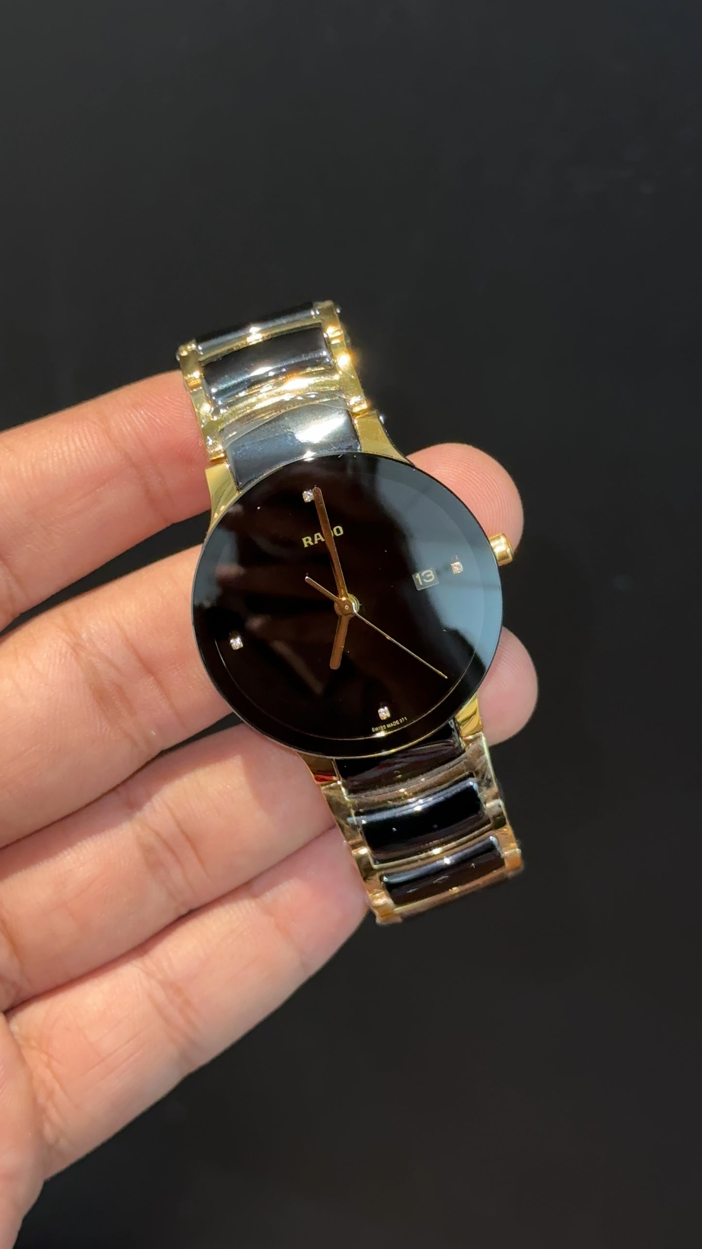 Rado Centrix | Gold Black Two Tone | Black Dial