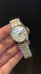Premium DateJust | 30mm | Women | Gold Two Tone | White  Rainbow Dial