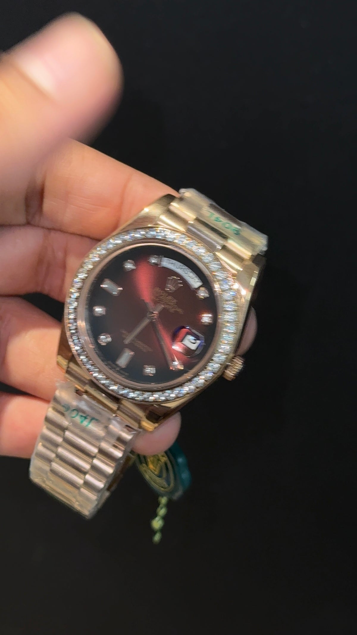 DayDate | Diamond Bezel | Rose Chain | Gradient Brown Diamond Dial