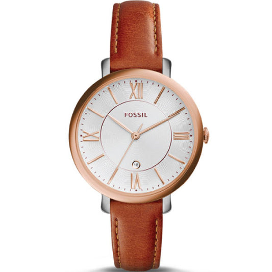 Fossil Women’s Quartz Brown Leather Strap White Dial 36mm  ES3842