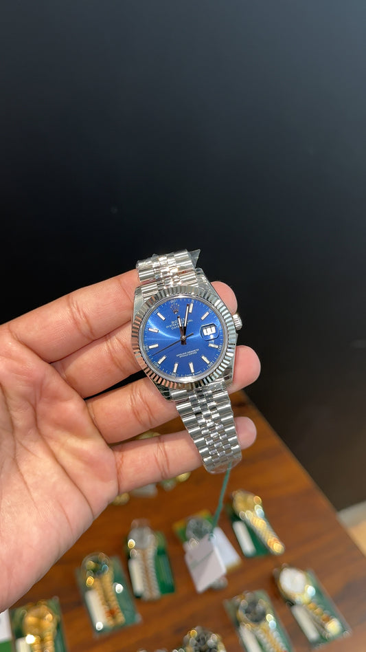 Premium Datejust | 40mm | Silver Chain | Blue Dial