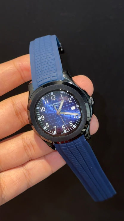 Pp Auto | Aquanaut | Black Strap | Black Case |  Blue Dial