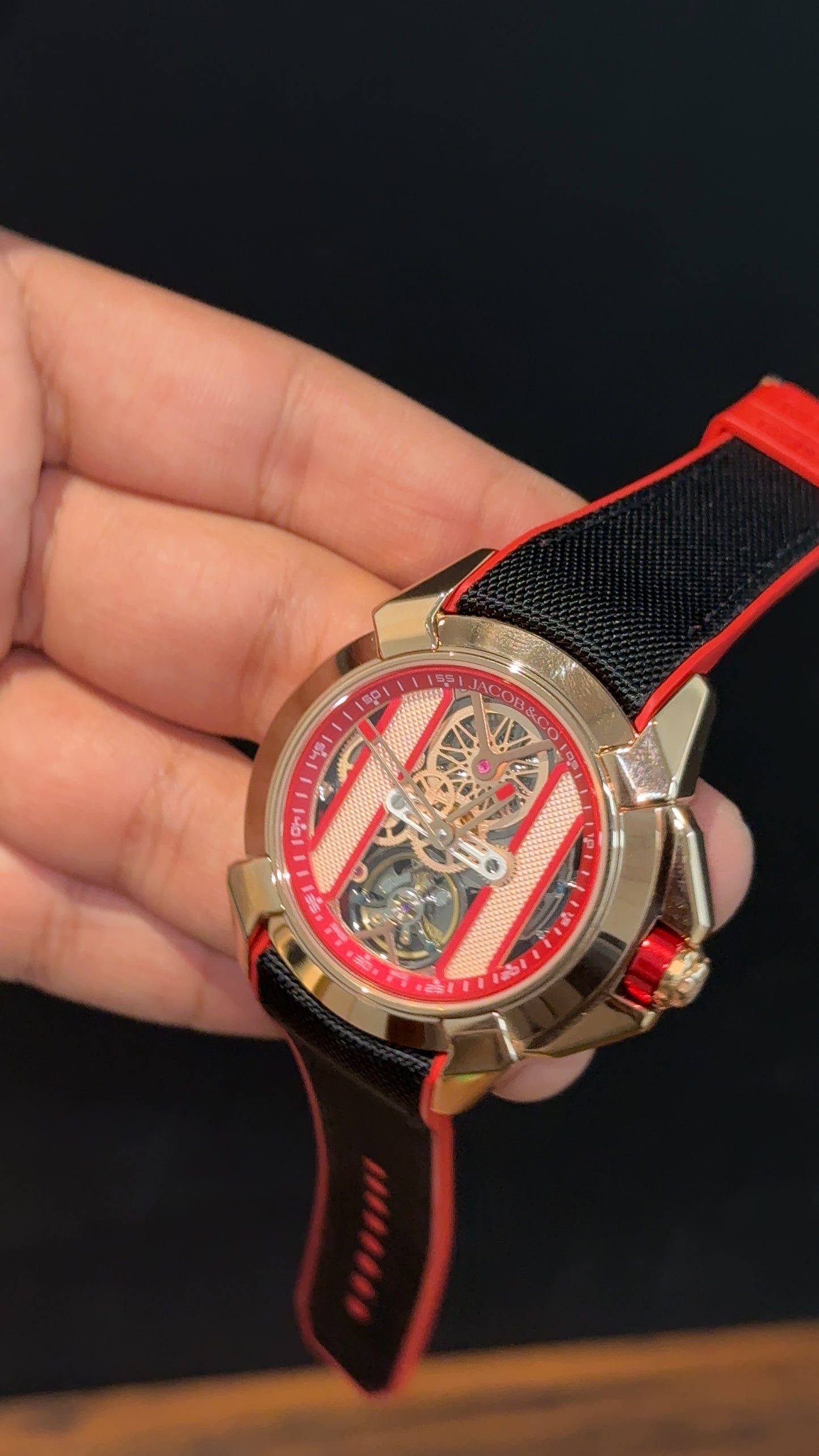 Jacob And Co | CR7 Edition | Rose Case | Red Black Strap | X Pendulum Machine | Red Dial - twentyfour