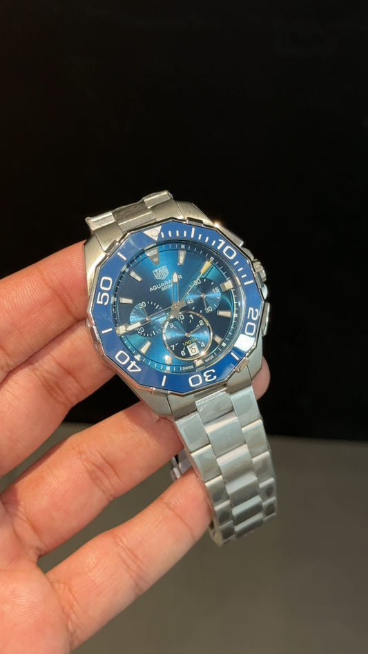 Tag AquaRacer | Silver Chain  | Blue Chrono | Blue Dial