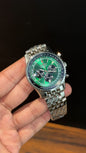 Brietling | Silver Jubilee Chain | Black Chrono | Green Dial