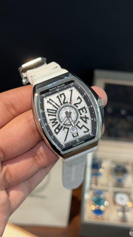 Premium Franck Muller | Vanguard Edition | White Leather Strap | White Dial