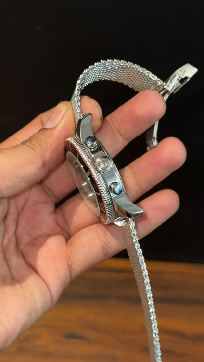 Brietling | Silver Magnetic Chain | Chrono | Silver Digits Black Dial