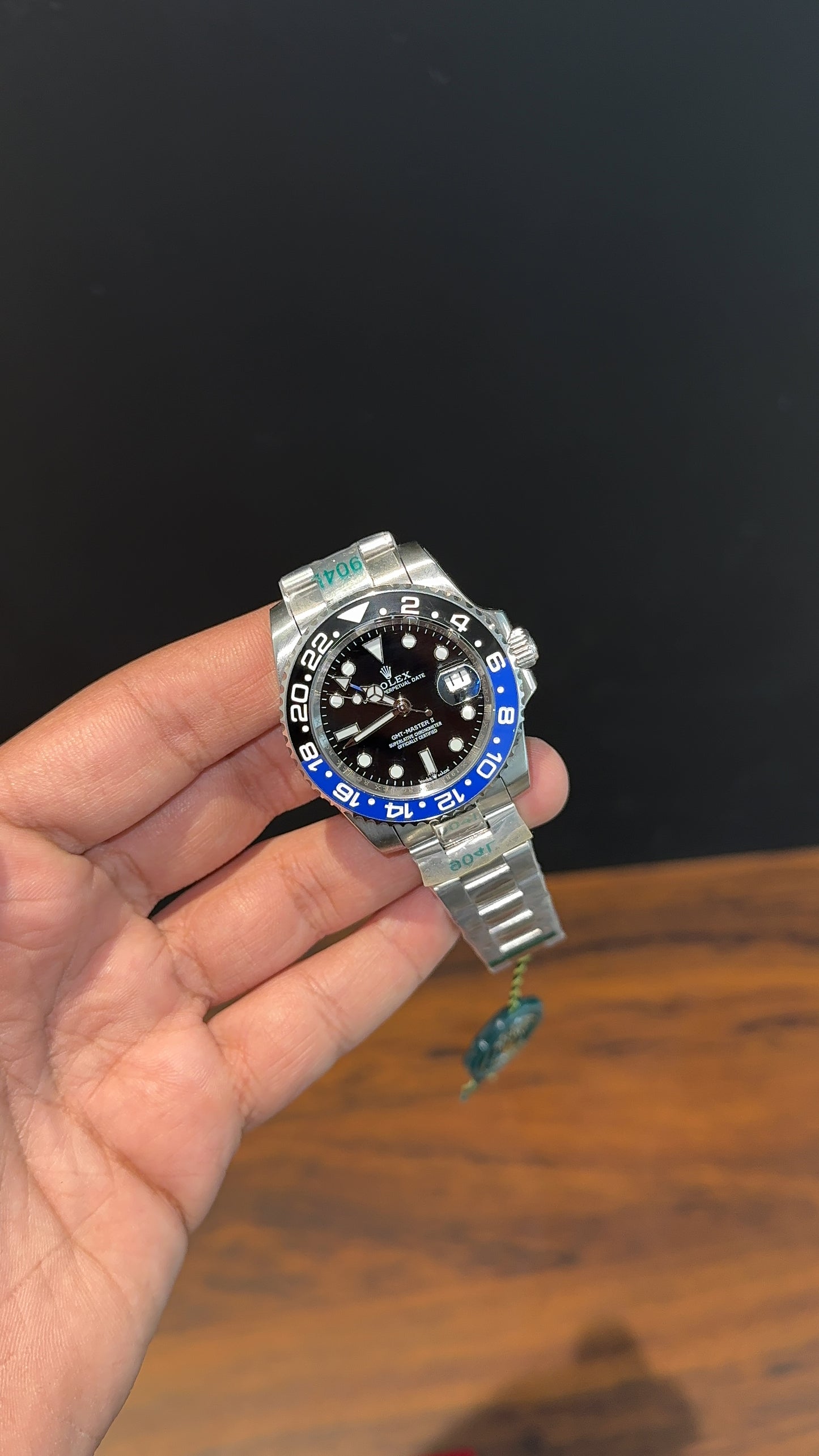 GMT Batman | Silver Oyester Chain | Black Dial