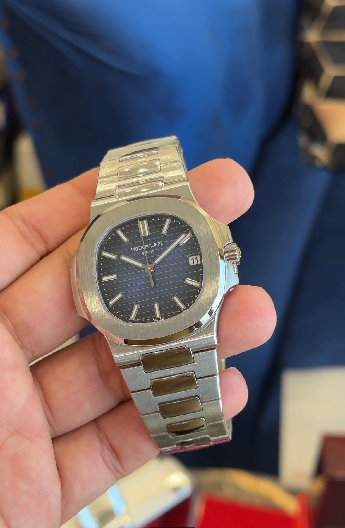 Patek naut silver blue