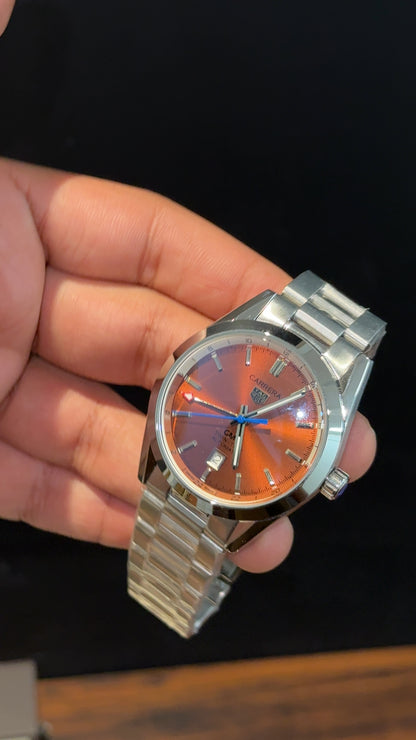 Tag Carrera | Silver Chain | Twin Time | Shaddy Brown Dial