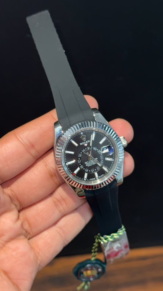 Sky Dweller | Silver | Pvc Strap | Black Dial - twentyfour
