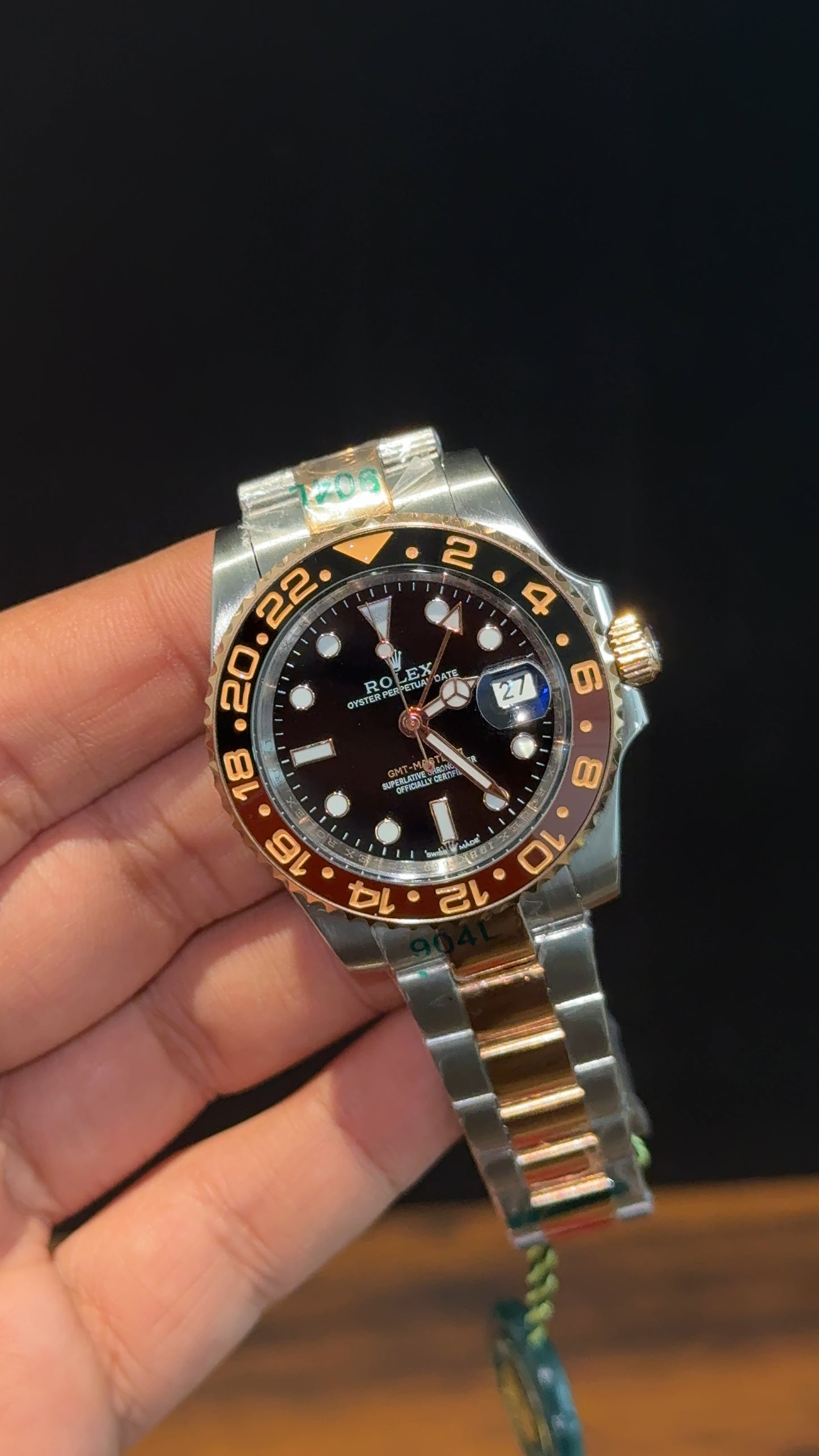 GMT RootBear | Rose Two Tone Oyster | Black Dial