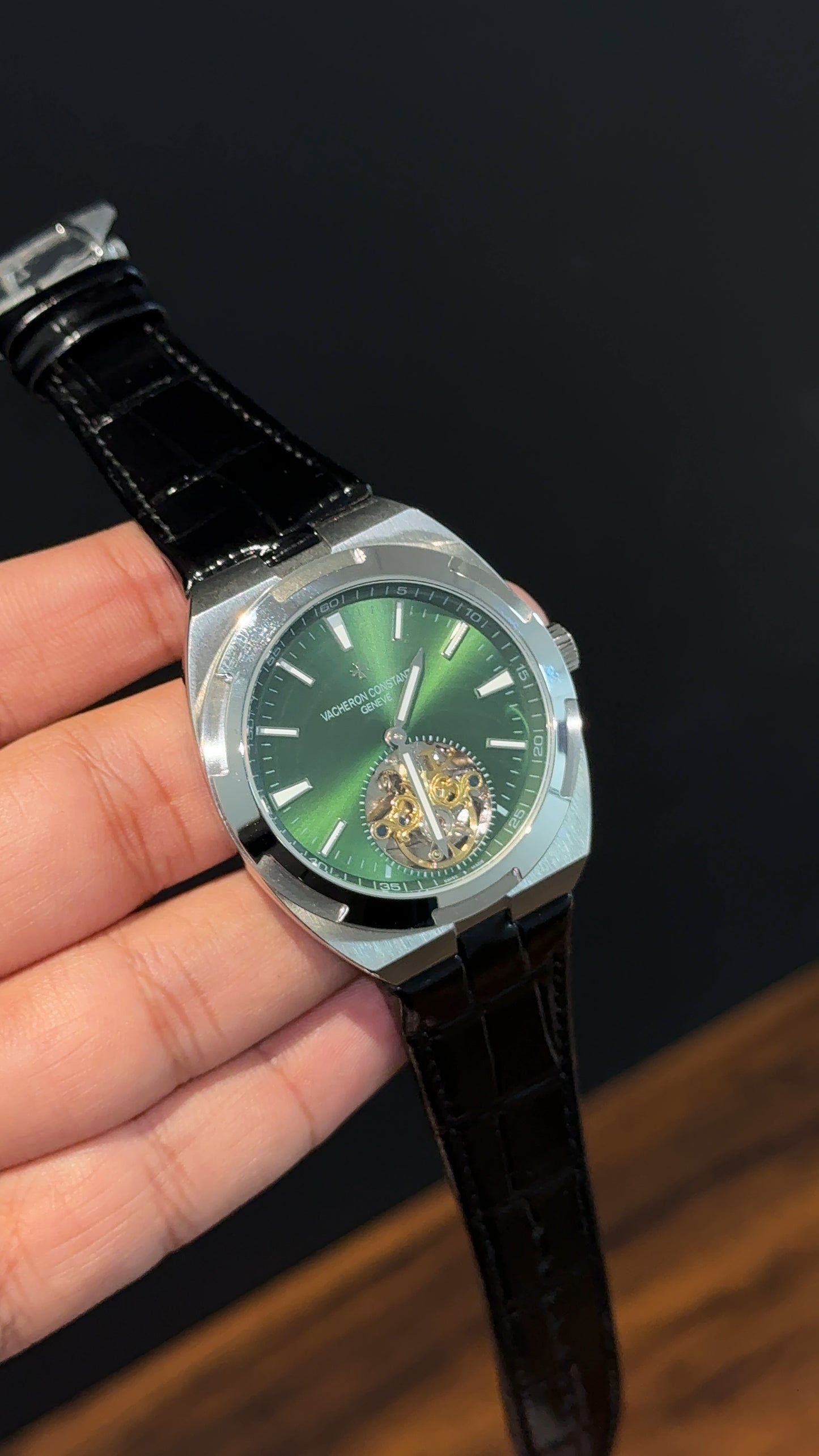 Vacheron Constantin | Black Leather Strap | Pendulum | Green Dial