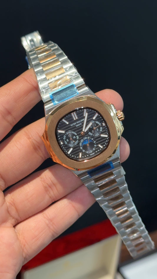 Pp Auto | Rose Two Tone | Power Reserve | Chrono | Moonphase | Grey Dial - twentyfour