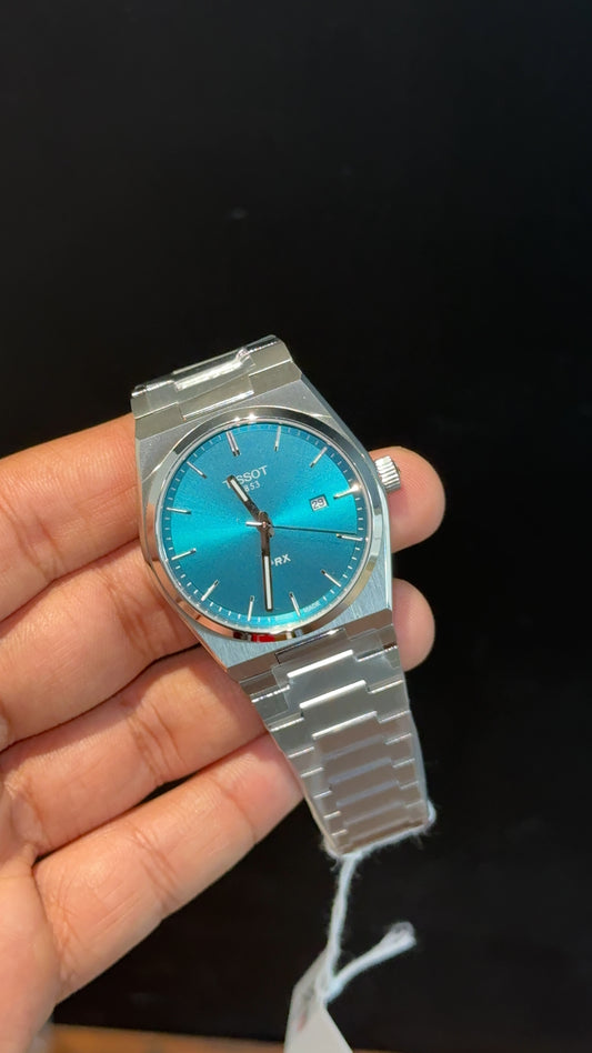 Tissot Prx | Quartz | Silver Chain | Torquoise Plain Dial - twentyfour