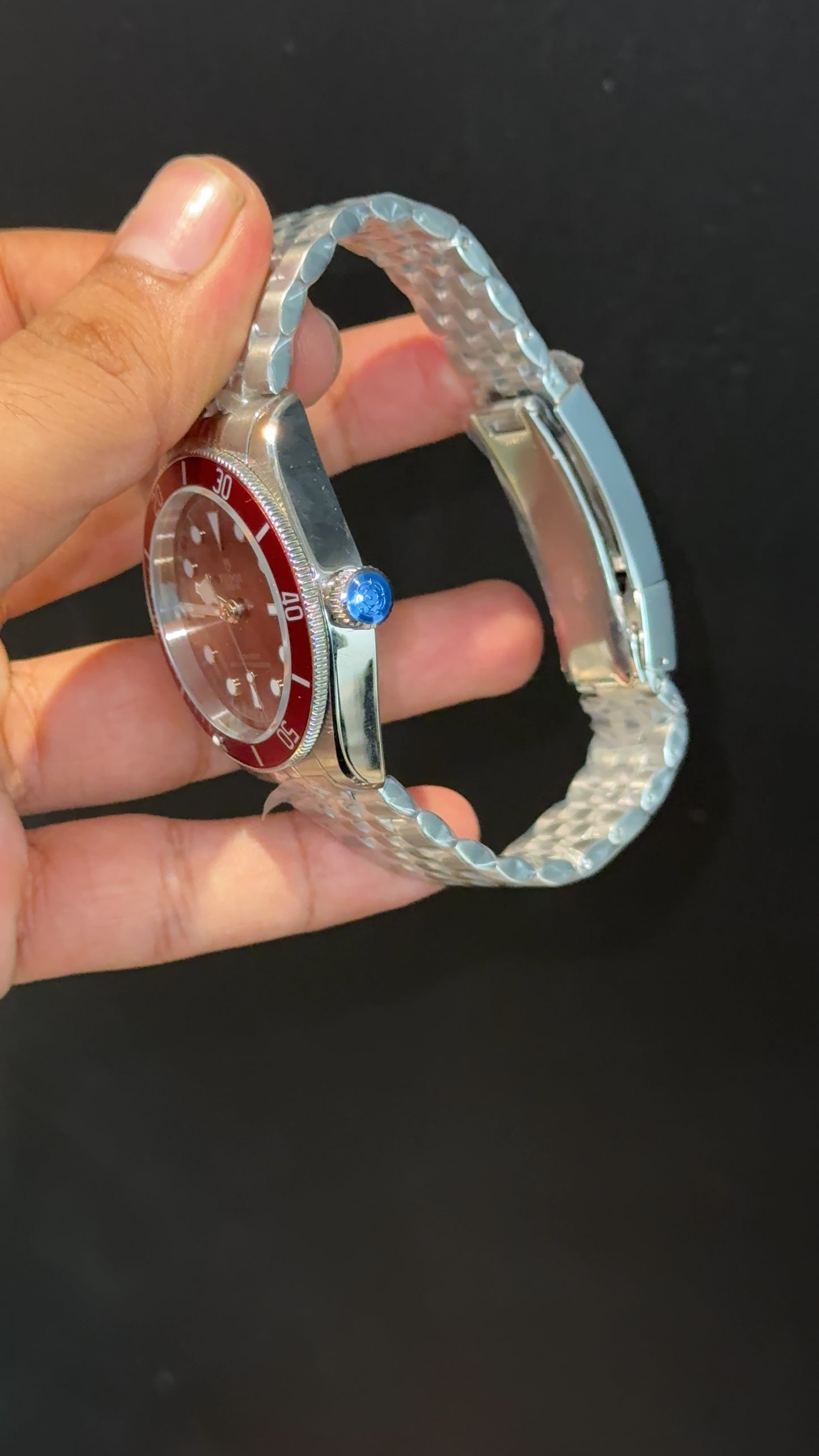 Tudor Black Day | Silver Chain | Burgundy Dial