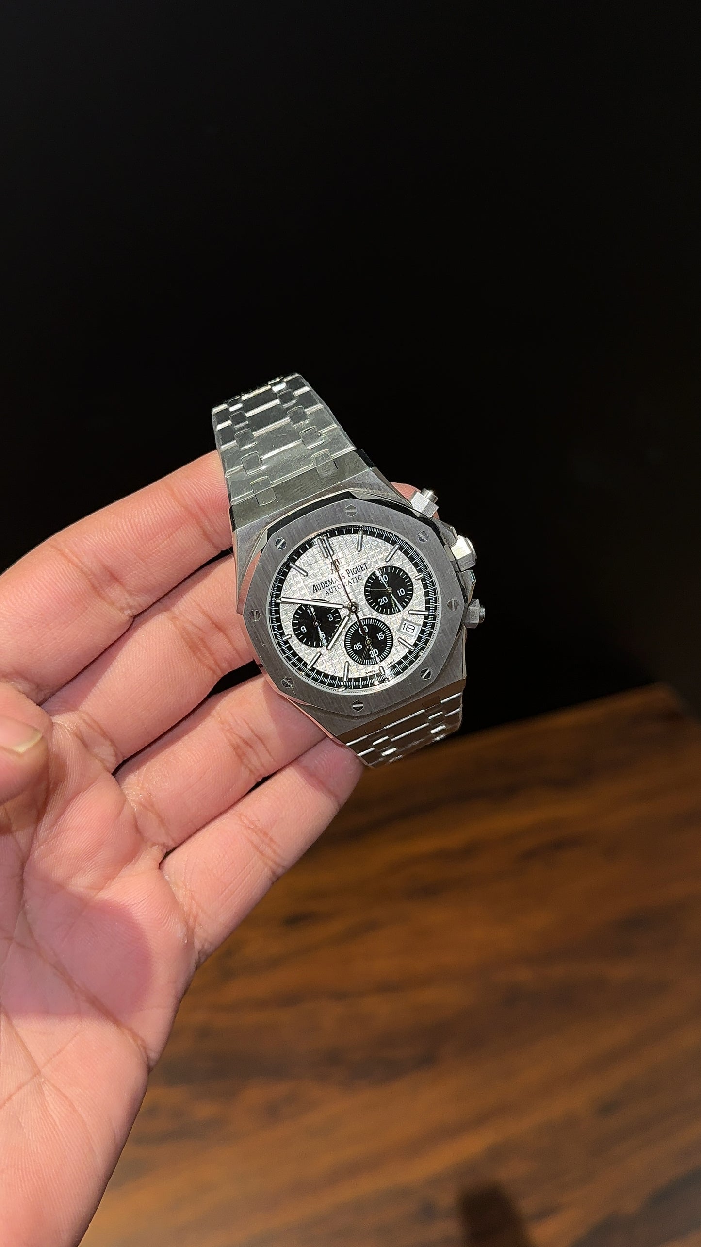 AP | Silver Chain | Black Chrono | White Dial