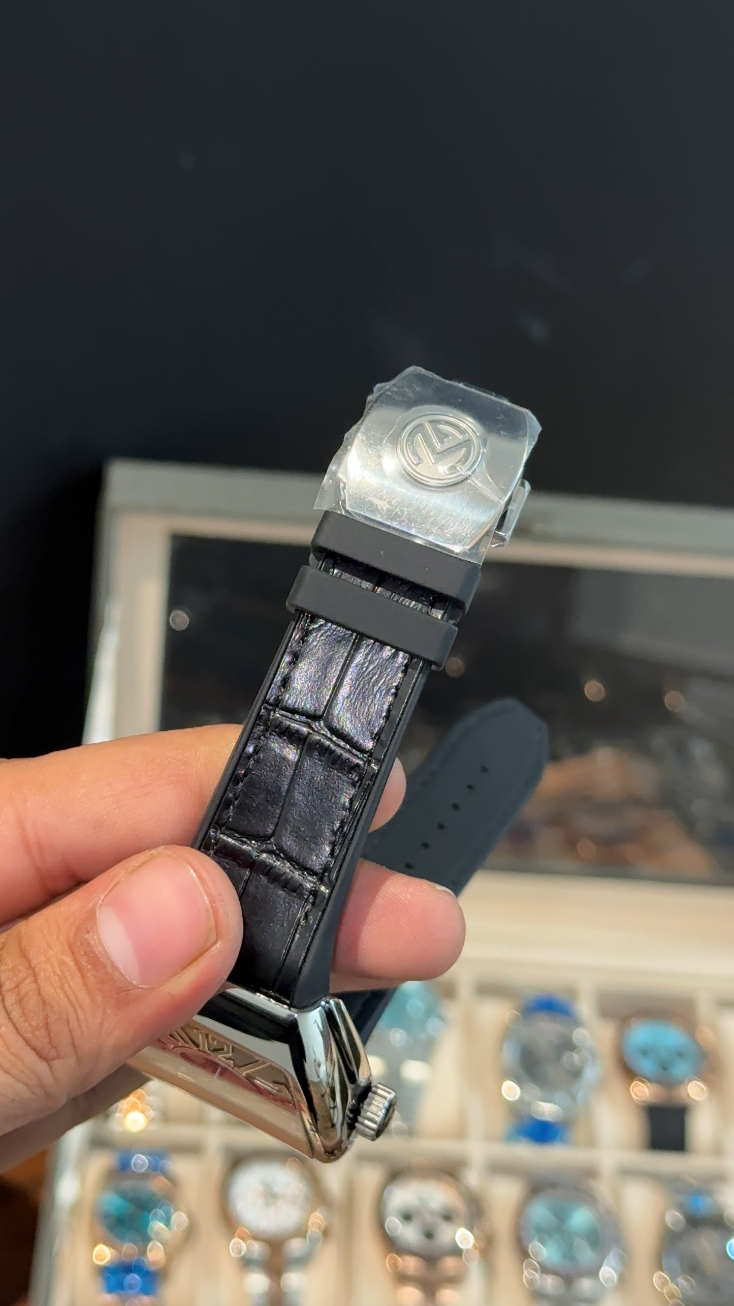 Premium Franck Muller | Vanguard Edition | Silver Case | Black Strap | All Black Dial