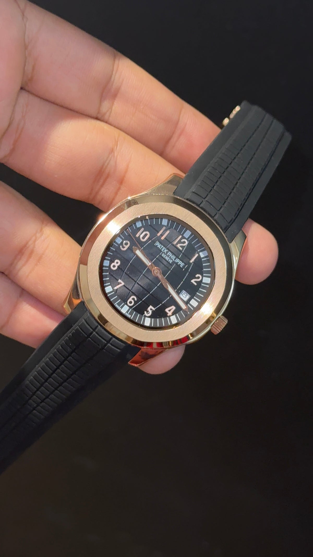 Pp Auto | Aquanaut | Black Strap | Rose Black Strap