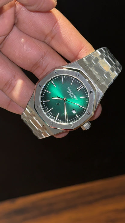 AP Auto | Silver Chain  | Gradient Green Dial