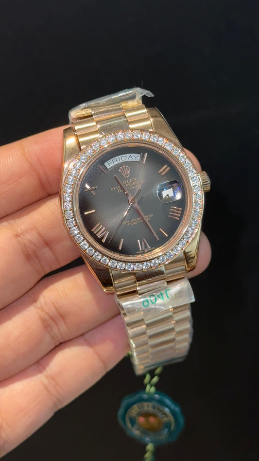 DayDate | Diamond Bezel | Rose Chain | Smokey Dial