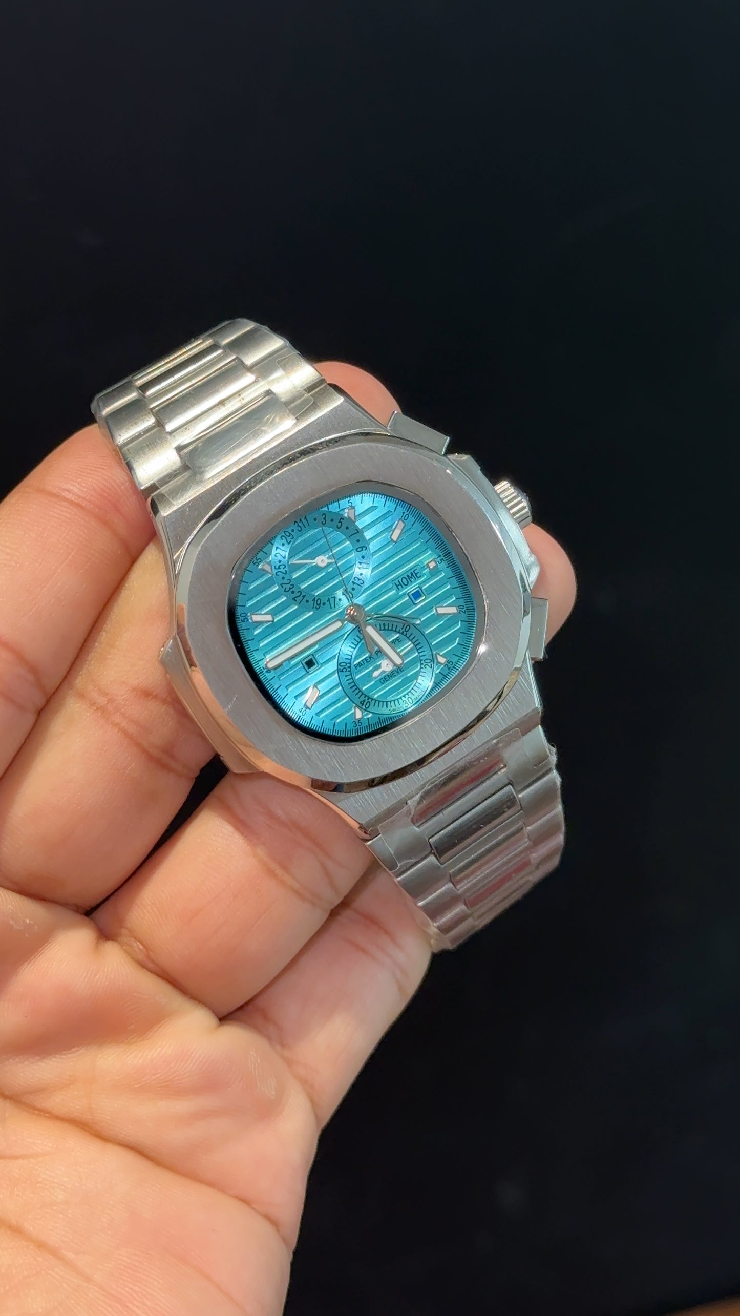 PP Auto | Silver Chain | Dual Time Edition | Sky Blue l Dial