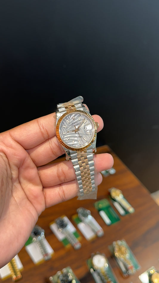 Premium Datejust | 40mm | Rose Two Tone Chain  | Silver Tree Dial