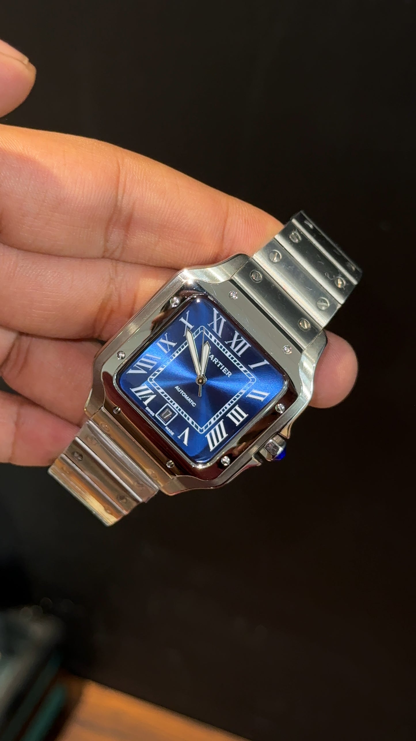 Santos | Silver Chain | Blueish Dial - twentyfour