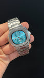 PP Auto | Silver Chain | Dual Time Edition | Sky Blue l Dial