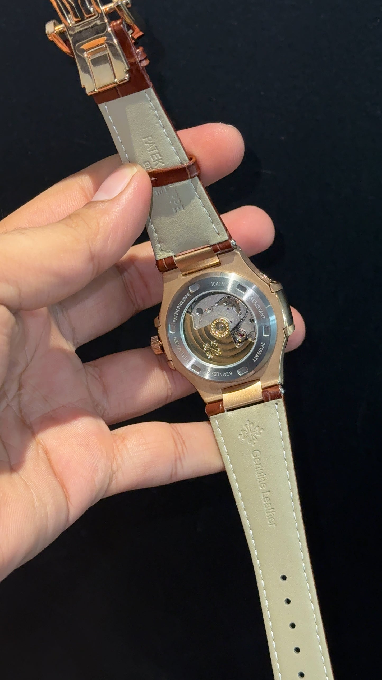 Pp Auto | Moonphase | Chrono | Rose Case | Brown Leather Strap | Choco Brown Dial