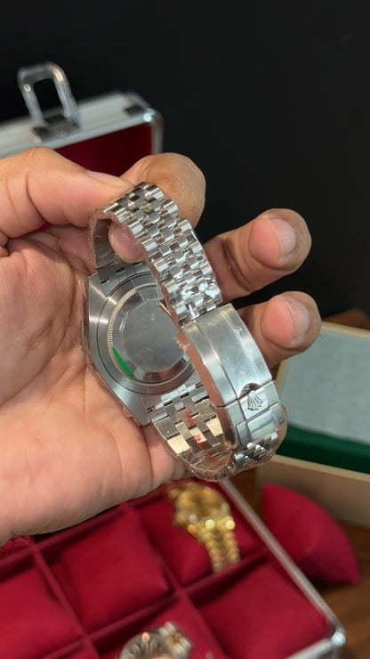 Premium GMT Sprite | Silver Chain | Black Dial