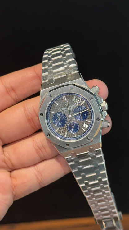 AP | Blue Chrono | Silver Chain | Grey Box Dial - twentyfour