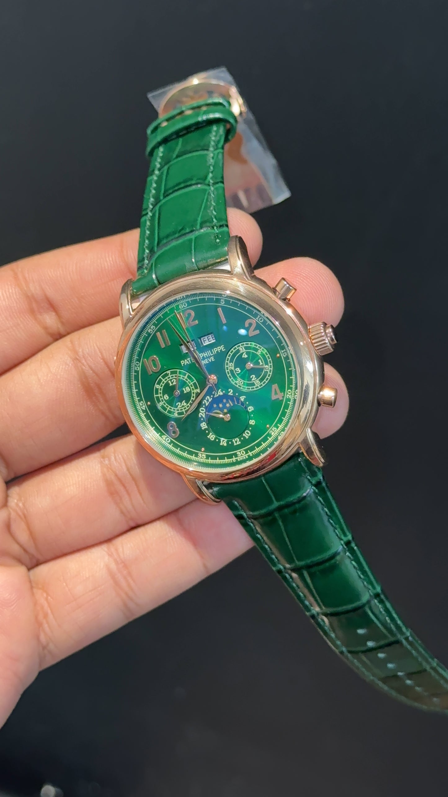 Patek Century | Auto | Rose Case | Green Dial | Green Leather Strap - twentyfour