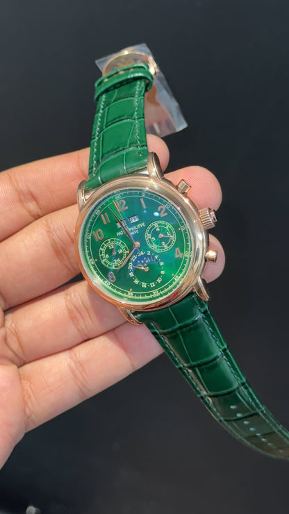 Patek Century | Auto | Rose Case | Green Dial | Green Leather Strap - twentyfour