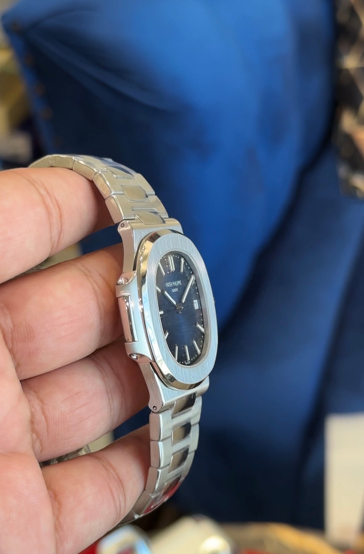 Patek naut silver blue