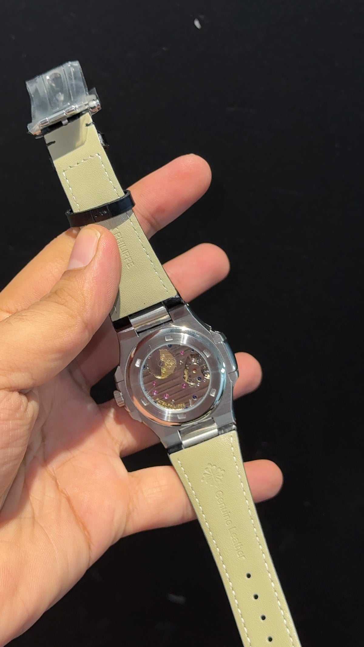 Pp Auto | Silver Case | Black Strap | Moonphase | Sub Black Dial