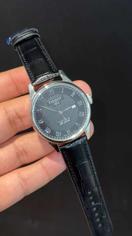 Tissot Silver | Black Leather Strap | Silver Digit | Black Textured Dial - twentyfour