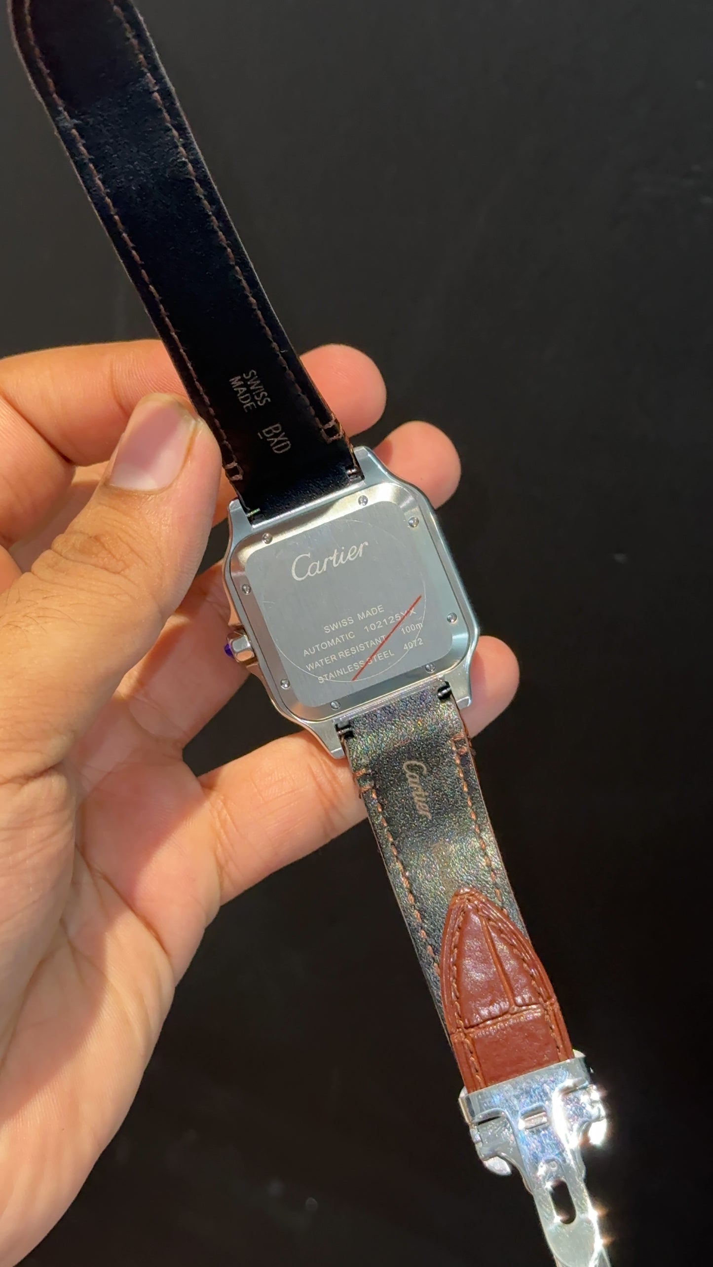 Cartier Santos | Silver Case | Brown Strap | White Dial - twentyfour