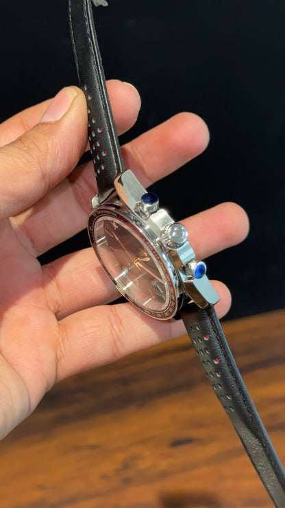 Omega Speedmaster | black Strap | Silver Case | Chrono | Orange Digits | Grey Dial